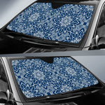 Blue And White Bohemian Mandala Print Car Sun Shade GearFrost