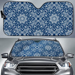 Blue And White Bohemian Mandala Print Car Sun Shade GearFrost