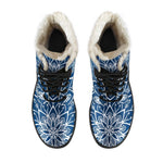 Blue And White Bohemian Mandala Print Comfy Boots GearFrost