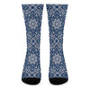 Blue And White Bohemian Mandala Print Crew Socks