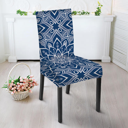 Blue And White Bohemian Mandala Print Dining Chair Slipcover