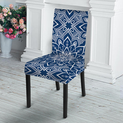Blue And White Bohemian Mandala Print Dining Chair Slipcover