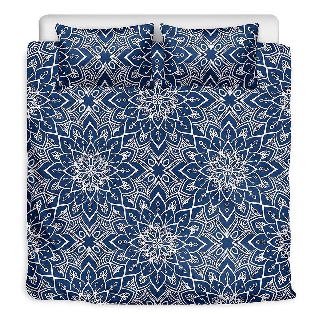 Blue And White Bohemian Mandala Print Duvet Cover Bedding Set