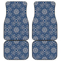 Blue And White Bohemian Mandala Print Front and Back Car Floor Mats