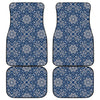 Blue And White Bohemian Mandala Print Front and Back Car Floor Mats