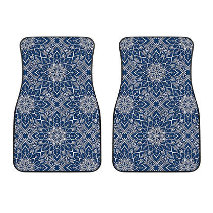 Blue And White Bohemian Mandala Print Front Car Floor Mats