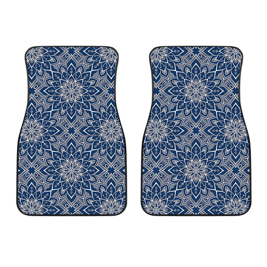 Blue And White Bohemian Mandala Print Front Car Floor Mats