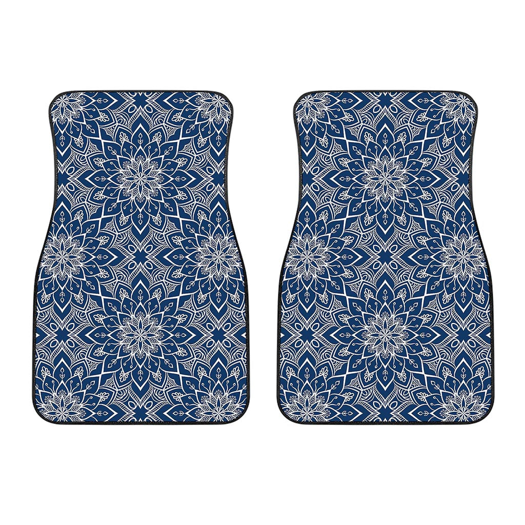 Blue And White Bohemian Mandala Print Front Car Floor Mats