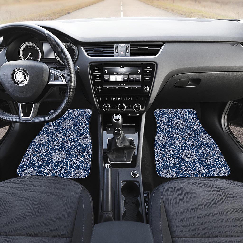 Blue And White Bohemian Mandala Print Front Car Floor Mats