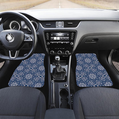 Blue And White Bohemian Mandala Print Front Car Floor Mats