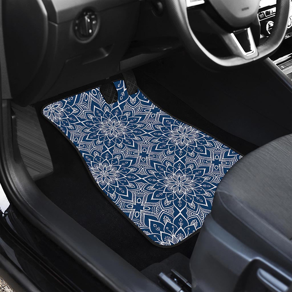 Blue And White Bohemian Mandala Print Front Car Floor Mats