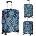 Blue And White Bohemian Mandala Print Luggage Cover GearFrost