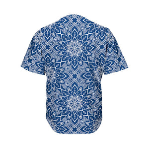 Blue And White Bohemian Mandala Print Men's Baseball Jersey