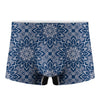 Blue And White Bohemian Mandala Print Men's Boxer Briefs