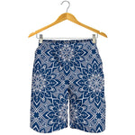 Blue And White Bohemian Mandala Print Men's Shorts