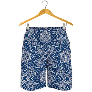 Blue And White Bohemian Mandala Print Men's Shorts