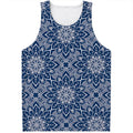 Blue And White Bohemian Mandala Print Men's Tank Top