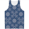 Blue And White Bohemian Mandala Print Men's Tank Top