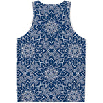 Blue And White Bohemian Mandala Print Men's Tank Top