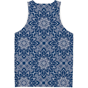 Blue And White Bohemian Mandala Print Men's Tank Top