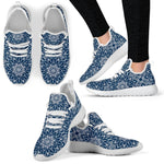 Blue And White Bohemian Mandala Print Mesh Knit Shoes GearFrost