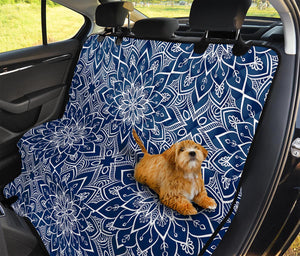 Blue And White Bohemian Mandala Print Pet Car Back Seat Cover