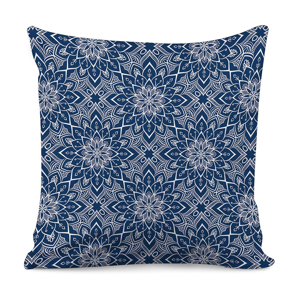 Blue And White Bohemian Mandala Print Pillow Cover