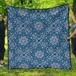 Blue And White Bohemian Mandala Print Quilt