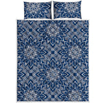 Blue And White Bohemian Mandala Print Quilt Bed Set