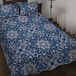 Blue And White Bohemian Mandala Print Quilt Bed Set