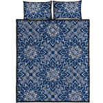 Blue And White Bohemian Mandala Print Quilt Bed Set