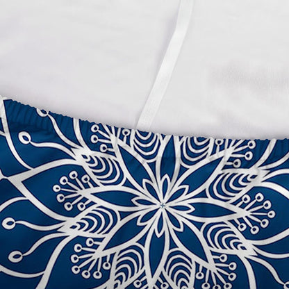 Blue And White Bohemian Mandala Print Sofa Cover