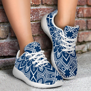 Blue And White Bohemian Mandala Print Sport Shoes GearFrost