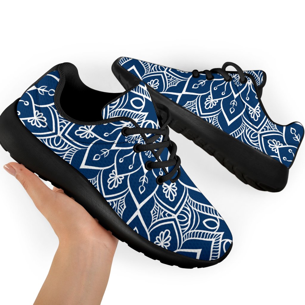 Blue And White Bohemian Mandala Print Sport Shoes GearFrost