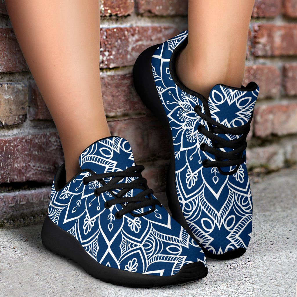 Blue And White Bohemian Mandala Print Sport Shoes GearFrost