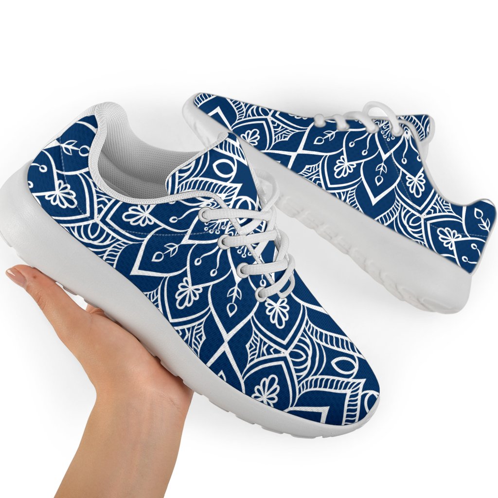 Blue And White Bohemian Mandala Print Sport Shoes GearFrost