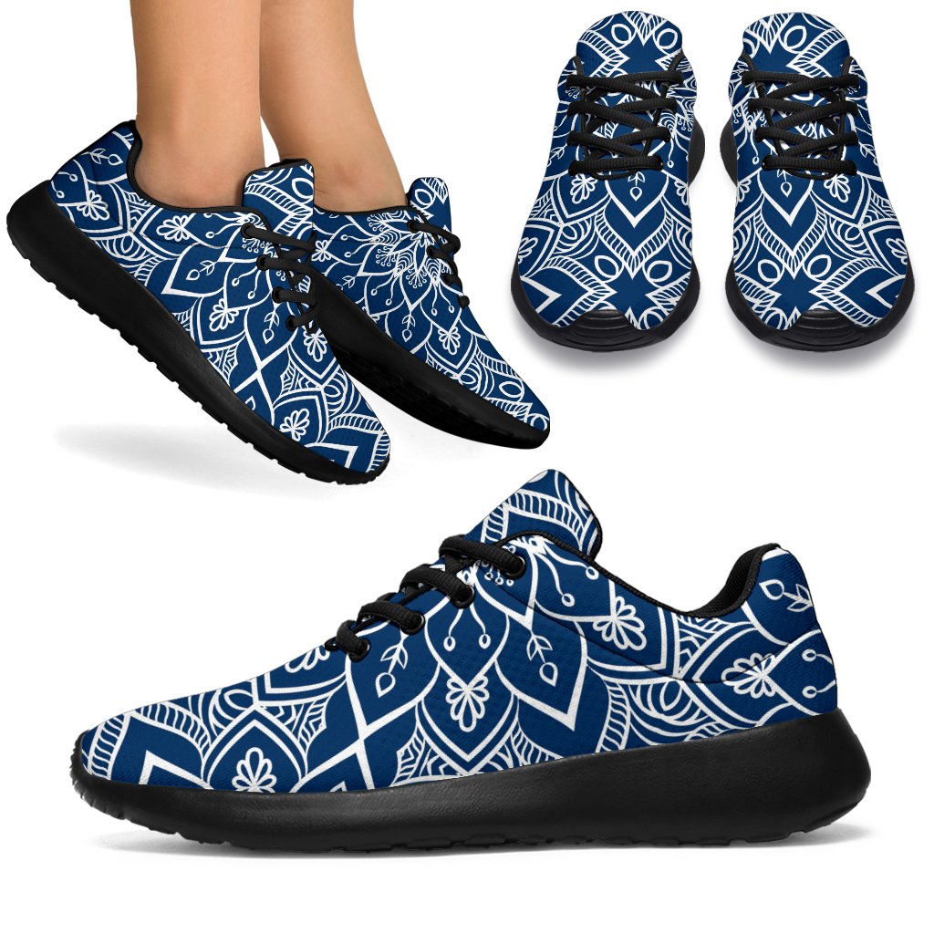 Blue And White Bohemian Mandala Print Sport Shoes GearFrost