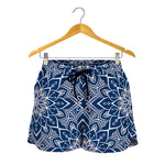 Blue And White Bohemian Mandala Print Women's Shorts