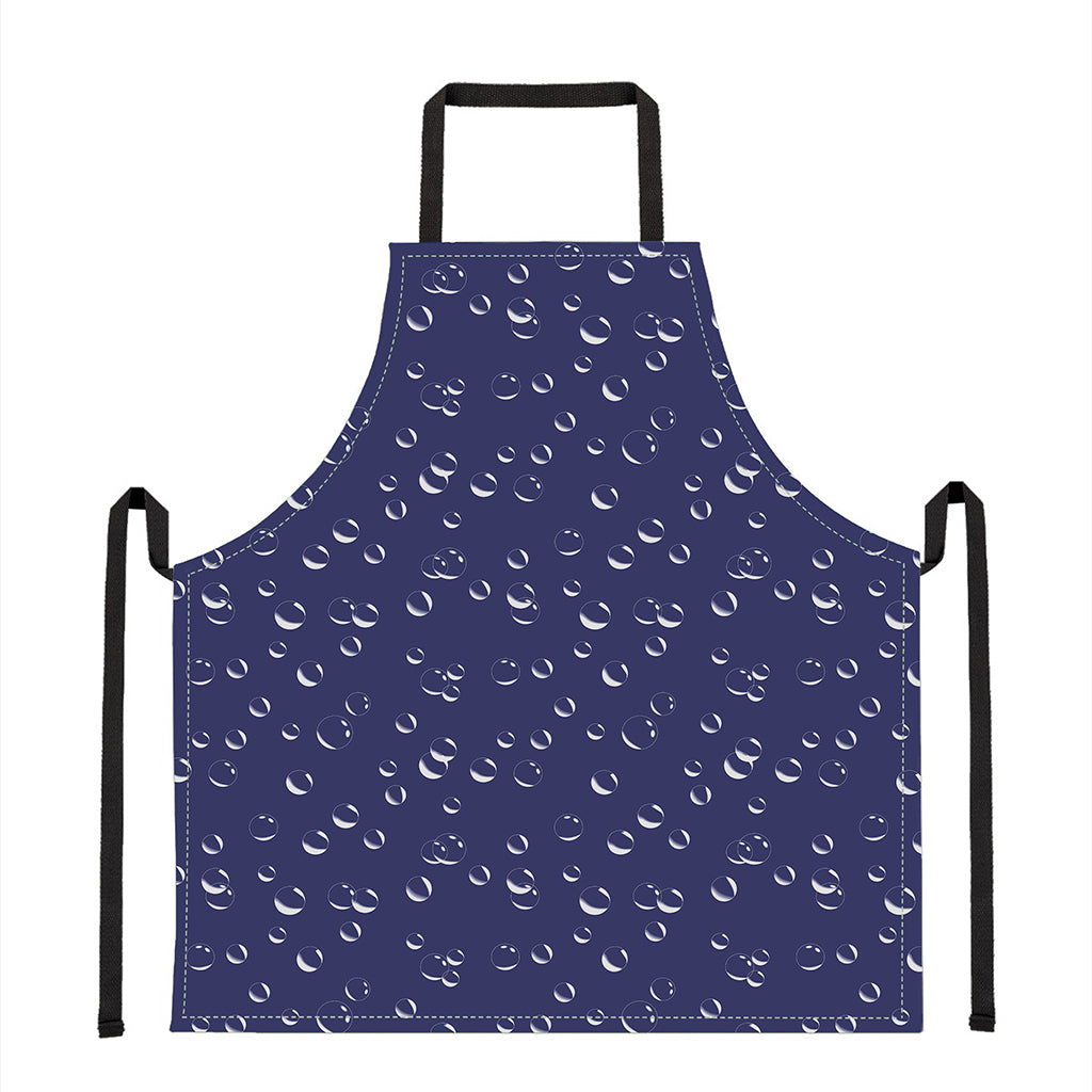 Blue And White Bubble Pattern Print Apron