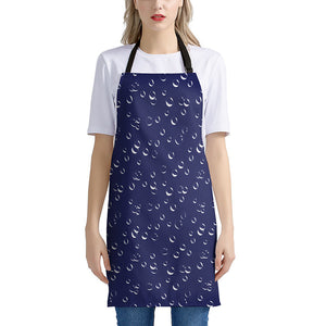 Blue And White Bubble Pattern Print Apron