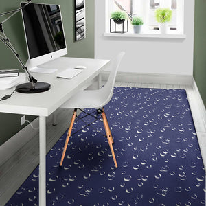 Blue And White Bubble Pattern Print Area Rug