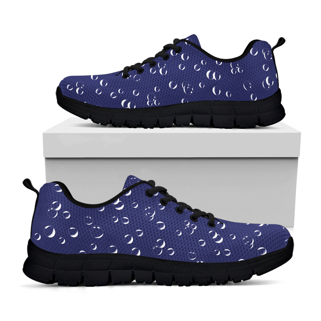 Blue And White Bubble Pattern Print Black Sneakers