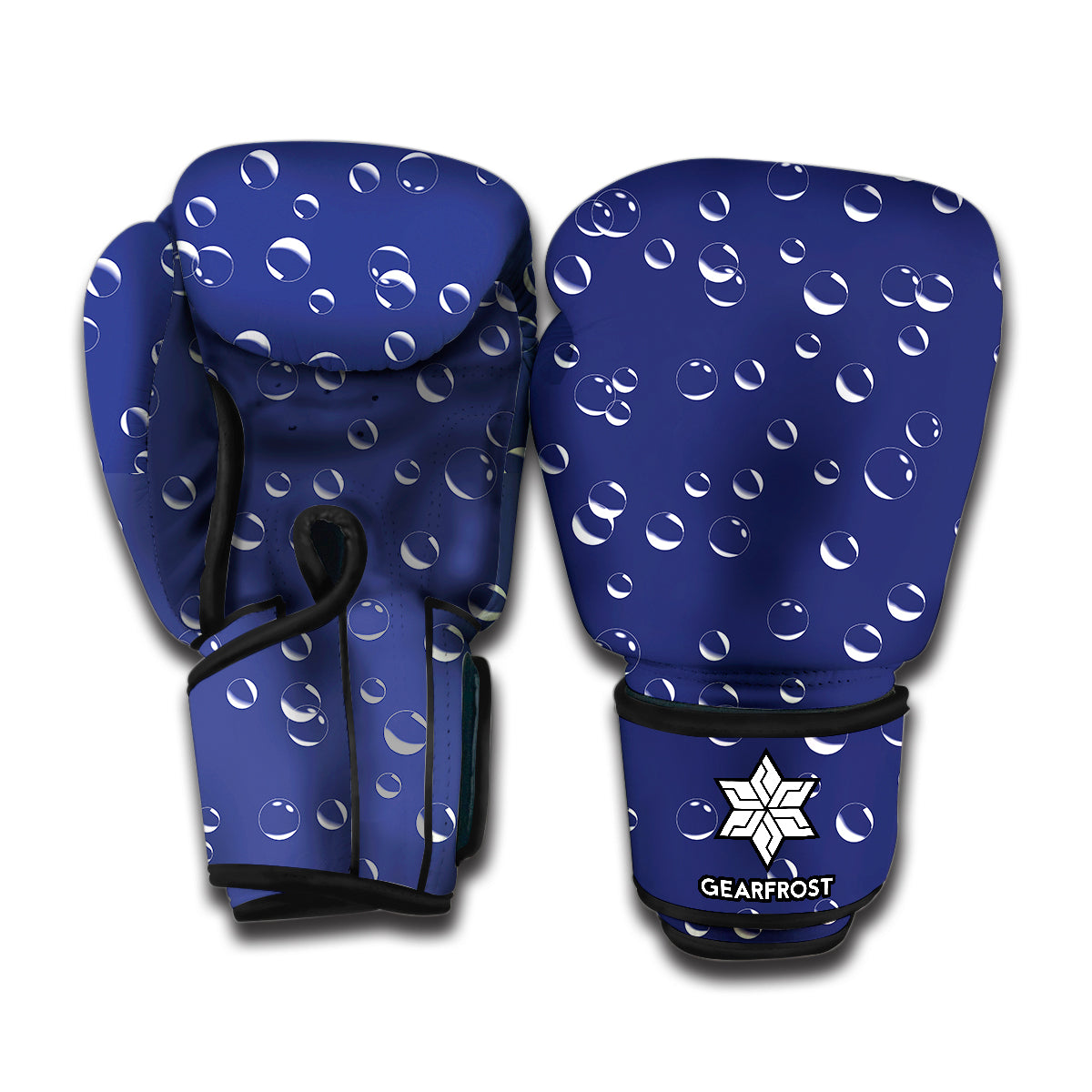 Blue And White Bubble Pattern Print Boxing Gloves