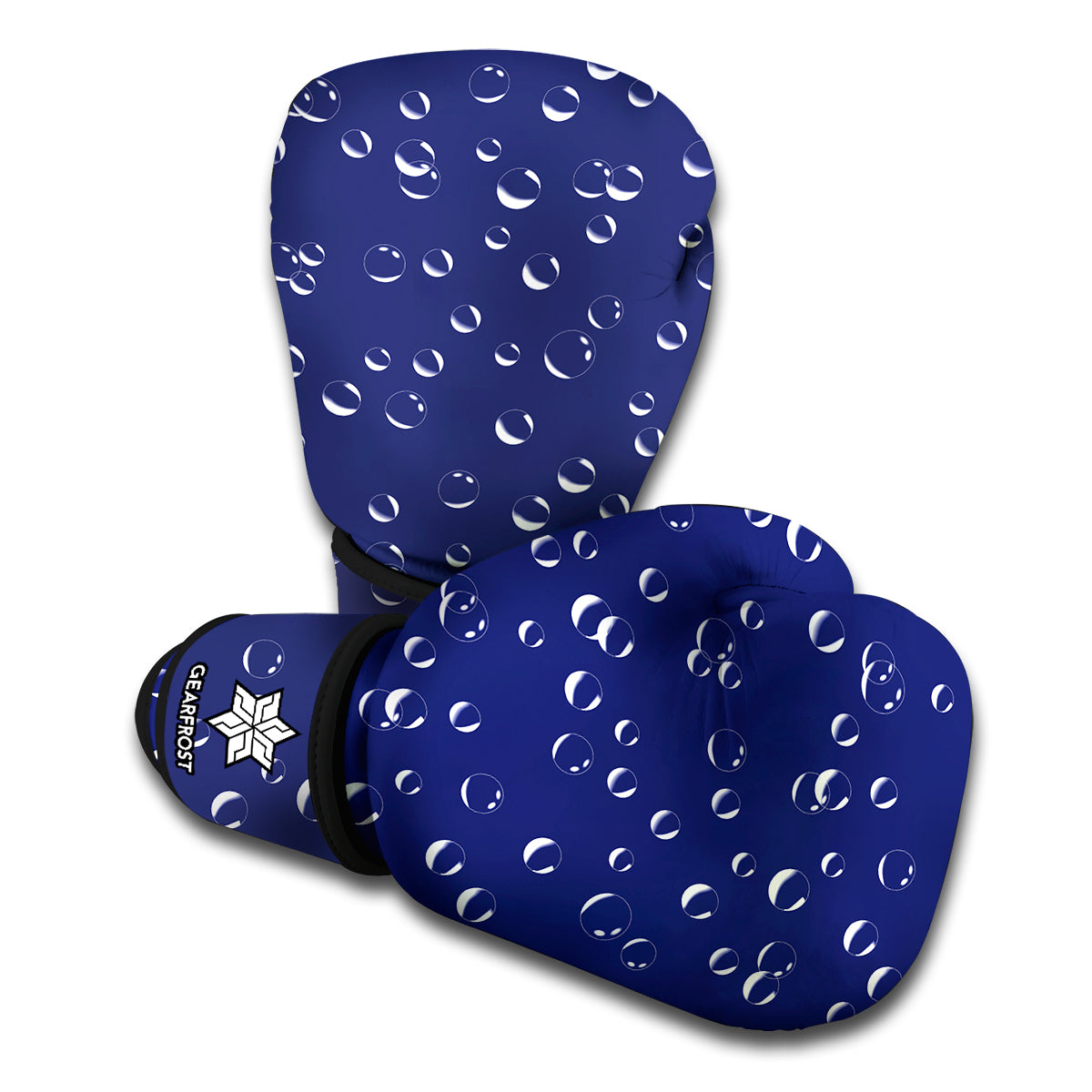 Blue And White Bubble Pattern Print Boxing Gloves