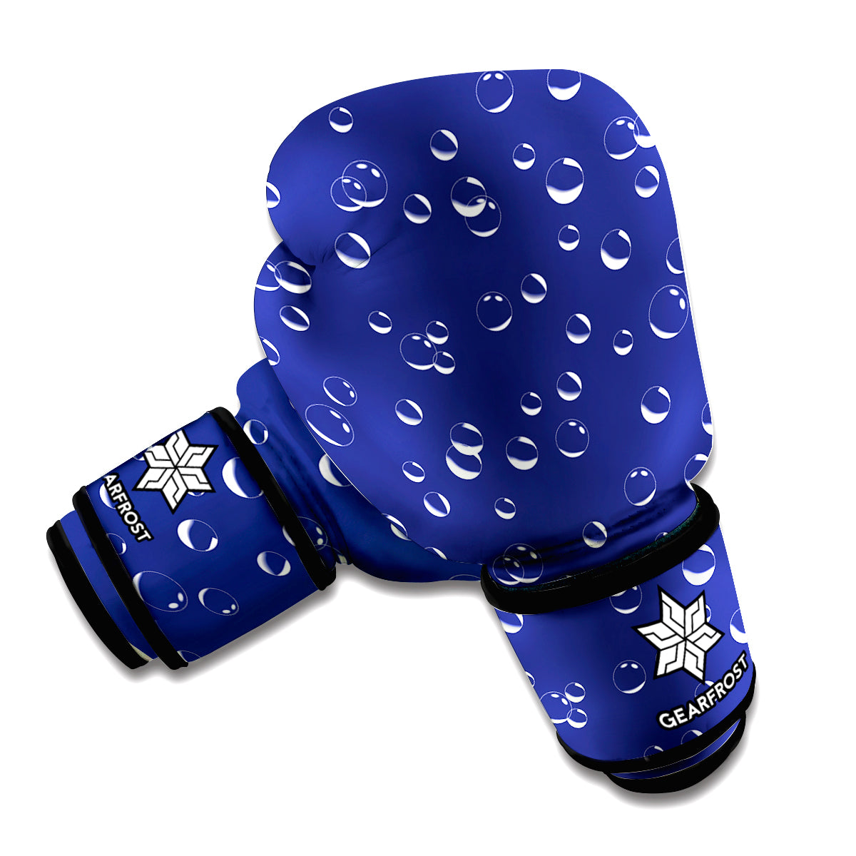 Blue And White Bubble Pattern Print Boxing Gloves