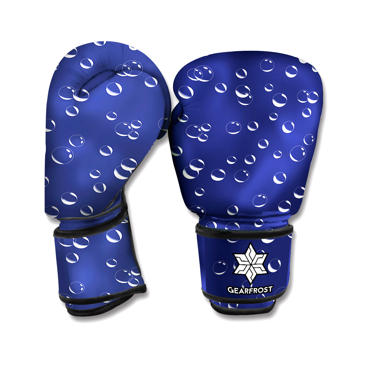 Blue And White Bubble Pattern Print Boxing Gloves