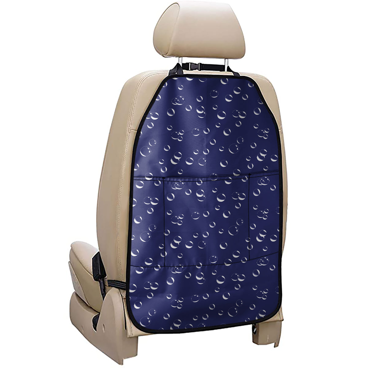 Blue And White Bubble Pattern Print Car Seat Organizers