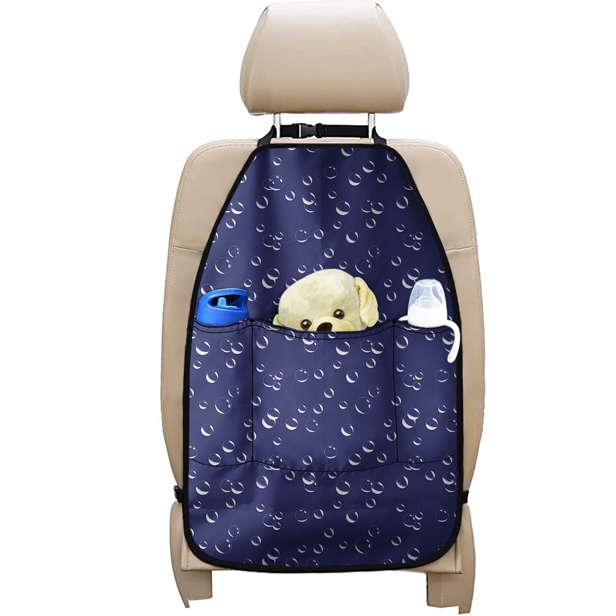 Blue And White Bubble Pattern Print Car Seat Organizers