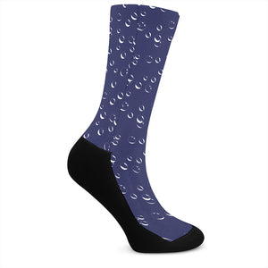 Blue And White Bubble Pattern Print Crew Socks