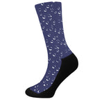 Blue And White Bubble Pattern Print Crew Socks